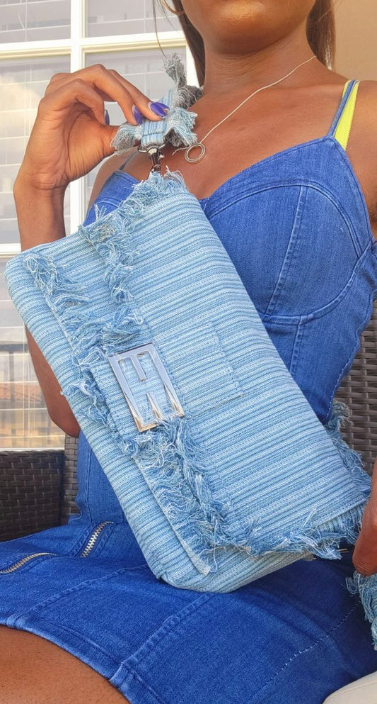 Denim Fierce Clutch